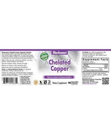 Bluebonnet Nutrition Chelated Copper 90 Vcaps | High-Quality Copper Supplement - Buy Online on GoSupps.com