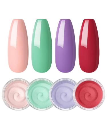 2G Dipping Powder Kit Nail Starter Nail 4PCS Dipping Powder System French Powder No Needed Nail Lamp Fast Dry Nail Art Manicure DIY Salon Gift Set for Women Girls DIY Nail Beginner Home Salon Gift color12
