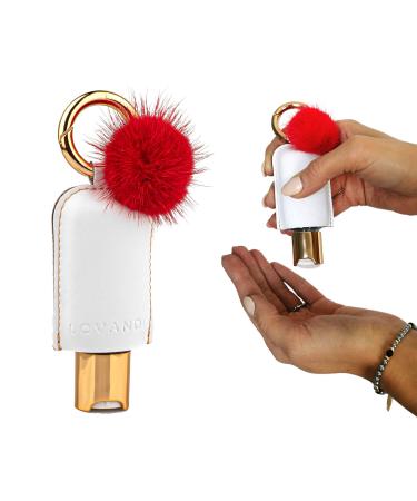 LOVANDI Hand Sanitizer Holder- Hand sanitizer holder keychain - Empty Refillable Bottle for Hand sanitizer - Mini Travel Hand Sanitizer Keychain Holder for Purse Backpac (Gold/White)