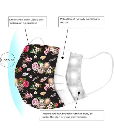 10PC Disposable Face_Masks Flower Print 3 Ply Breathable Face_Cover Flower Women Fashion Face Covering Protections Multicolor-3 As shown - Buy Online on GoSupps.com