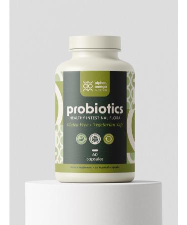 Alpha & Omega Nutrition Probiotics 15 Billion CFU Designed for Overall Digestive Health and Supports Occasional Constipation Diarrhea Gas & Bloating Immune Health - 60 Veggie Caps 2 Mo Supply