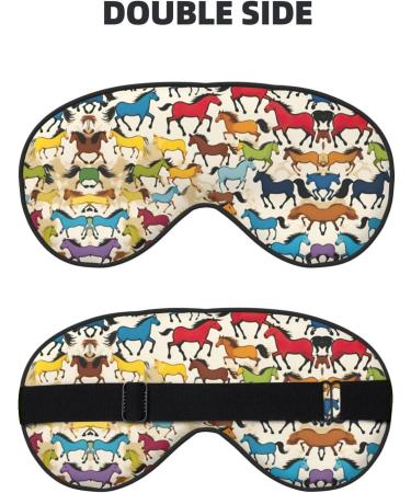 Colorful Cartoon Horses Eye Mask | Unisex Soft Sleep Mask for Travel Yoga & Shift Work - Buy Online on GoSupps.com