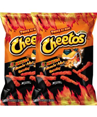 Cheetos Crunchy XXtra Flamin Hot Net Wt. 3.5 Baggies Snack Care Package for College, Military, Sports (2)