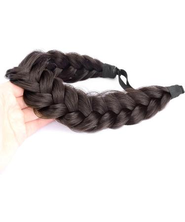 BOBIYA Messy Wide 2 Strands Synthetic Hair Braided Headband Classic Chunky Plaited Headband Elastic Stretch Hair Band (Chocolate) - Buy Online on GoSupps.com