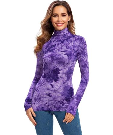Women's Mock Turtleneck Fitted Underscrub Tee - Violet Purple | Long Sleeve/Sleeveless | Size Small - Buy Online on GoSupps.com