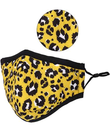 Washable Reusable 3 Layers Cotton Cloth Mask - Light Yellow Leopard Print | One Size Fits Most - International Shipping Available - Buy Online on GoSupps.com