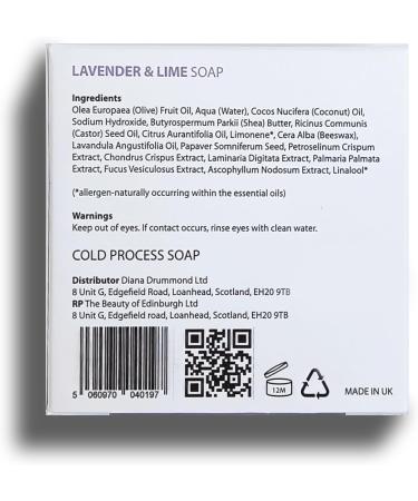 Lavender & Lime Soap Cold Process natural face bar soap With Premium Essential Oils All Skin Collaboration with RBGE DIANA DRUMMOND Scottish handmade soap With seaweed extracts. - Buy Online on GoSupps.com