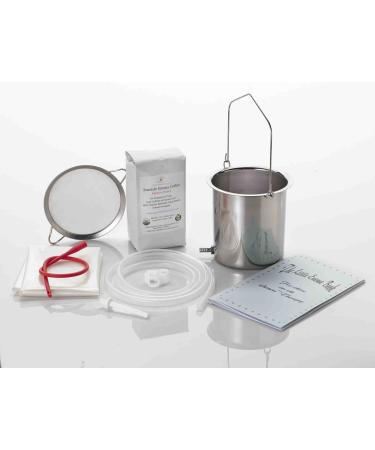 Purelife Coffee Enema Kit/ 1.5 Qt Stainless Steel Enema Bucket/ 1 LB Purelife Enema Coffee/ Coffee Enema Strainer / Silicone Enema Tubing/ Gerson Specific