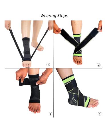 Adjustable Compression Ankle Brace - Strong Sports Support - 1 Pair (Black) - International Shipping - Buy Online on GoSupps.com