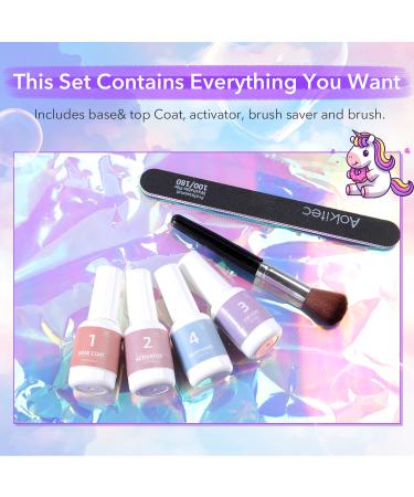 Aokitec 14Pcs Dip Powder Nail Kit - Rainbow Unicorn Collection for French Nails Art | Acrylic Dipping Powder Set with Base Top Coat and Activator - DIY Salon Quality - Buy Online on GoSupps.com
