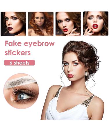 Sibba 4D Hair-Like Eyebrow Tattoos Stickers - 6 Sheets Brown Waterproof Transfers for Eye Makeup - Temporary Peel Off Brow Colors for Women and Girls - Buy Online on GoSupps.com