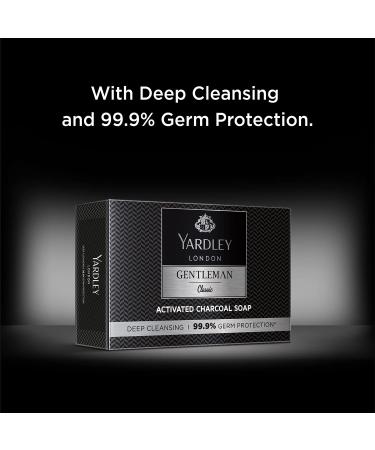 Yardley London Gentleman Classic Activated Charcoal Soap - 99.9% Germ Protection & Deep Cleansing - Pack of 4 (100g Each) - International Shipping Available - Buy Online on GoSupps.com