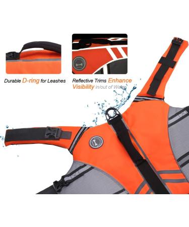 Vivaglory Adjustable Sports Life Jacket for Medium Dogs - Neon Orange Durable & Safe Buoyancy 56-64 cm - Buy Online on GoSupps.com