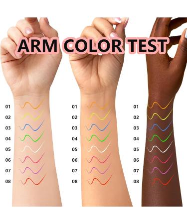 Eye Liquid Liner Matte Colored Eyeliners Pen Liquid Neon Colorful 8x Matte Eyeliners Pen Eye Liner Long Lasting Waterproof Smudge Resistance for Women - Buy Online on GoSupps.com