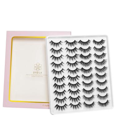 Dysilk 20 Pairs 6D Mink False Eyelashes - Mixed Styles Self-Adhesive Fluffy Extensions (11mm-20mm) - Buy Online on GoSupps.com