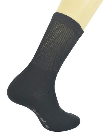 Yomandamor Men's Cotton Diabetic Crew Socks - Non-binding Top, Seamless (4 Pairs, Size 10-13, Black) - Buy Online on GoSupps.com