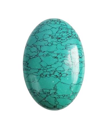 Manekieko Synthetic Green Howlite Turquoise Worry Stones Oval Palm Pocket Healing Crystal Massage Spa Energy Stone