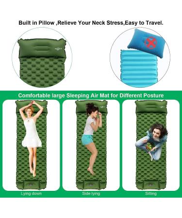 WANNTS Ultralight Inflatable Sleeping Pad for Camping | Built-in Pump, 75''X25'' | Ultimate Comfort for Hiking & Backpacking - Compact & Lightweight Air Mattress (Green) - Buy Online on GoSupps.com