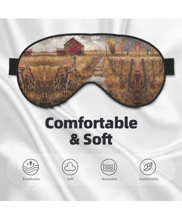Farm with Deer Print Unisex Sleep Mask | Double-Sided Eye Mask for Sound Sleep & Skin Care - Black - Buy Online on GoSupps.com