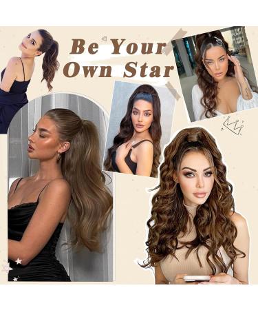 BARSDAR Drawstring Ponytail Extension - 16 Short Wavy Curly Synthetic Hairpiece in Dark Brown Mix Auburn - Perfect for Daily Use & Parties - Buy Online on GoSupps.com