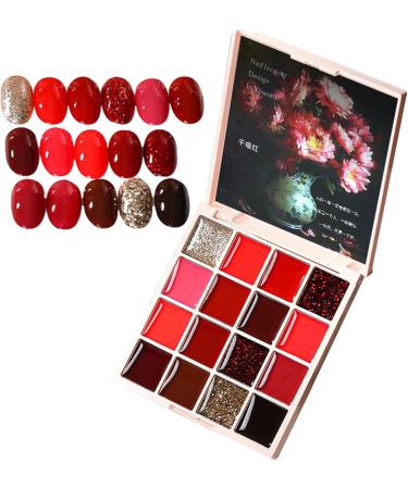 Walopola Solid Cream Gel Nail Polish 16 Colors Nail Cream Gel Nail Polish Palette Solid Gel Nail Polish Gel Manicure Palette Nail Glue for Women 16 Colors Red - Buy Online on GoSupps.com