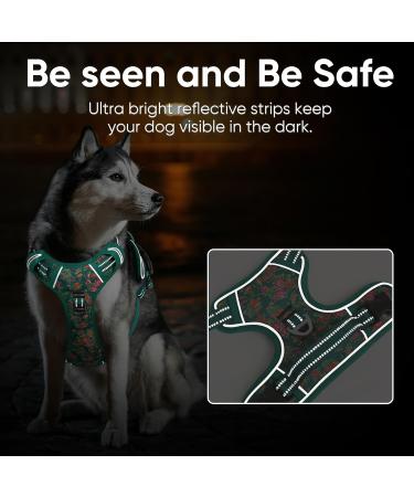 Buy Heele Floral Green Dog Harness - Adjustable & Reflective XL Running Harness with Lockable Snap for Ultimate Comfort & Safety - Buy Online on GoSupps.com