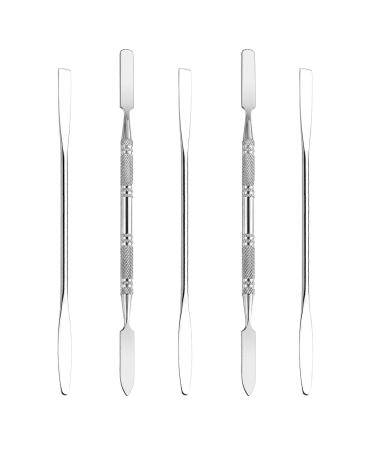 Wismee 5Pcs Makeup Spatula tool metal Set Professional Beauty Stainless Steel Cosmetics Mixer Long Metal Spatula Depotting Mixing Tool (#1+#2)