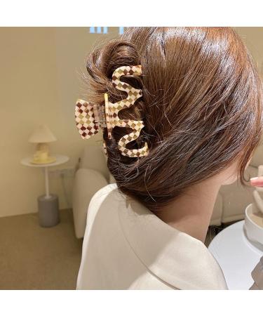 Large Tortoise Shell Claw Clips 3.5 Inch - Checkered French Design Hair Jaw Clamp for Women - 2 Pack - Buy Online on GoSupps.com