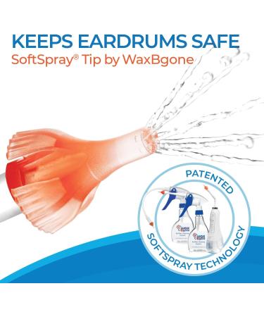 WaxBgone Earwax Removal Kit - Safe & Effective Ear Cleaning with Drops Large 2-oz Bulb Syringe & 3 SoftSpray Tips - Gentle Wax Softening & Foaming Action - Buy Online on GoSupps.com
