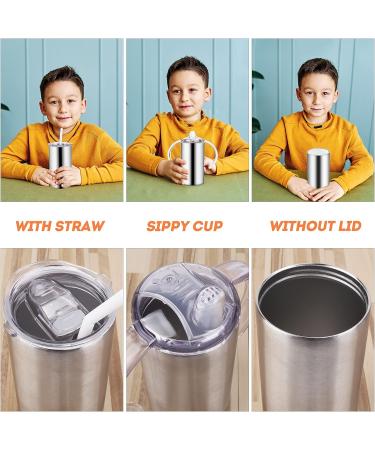 Vermida 12oz Stainless Steel Sippy Cup with Handles - Spill Proof Insulated Tumbler for Toddlers Kids - Double Wall Travel Mug with Straws and Two Lids - Ideal for School and Outdoor Use - Buy Online on GoSupps.com