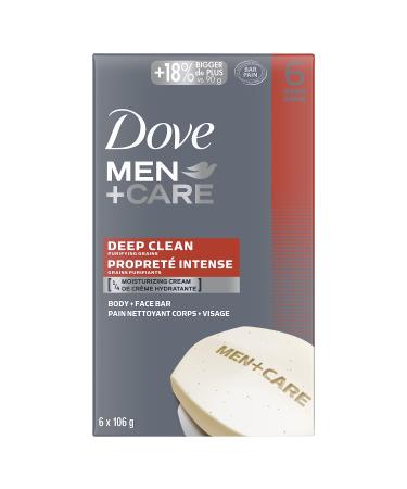Dove Men + Care Deep Clean Hand & Body & Face & Exfoliation Bar Soap with purifying grains for healthy-looking and strong skin with moisturizing cream 106 g Pack of 6 636 g (Pack of 1)