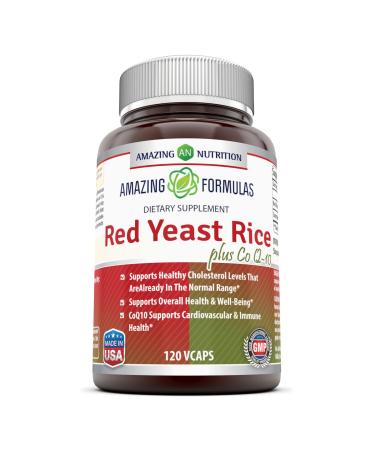 Amazing Formulas Red Yeast Rice 600 Mg Plus Co Q-10 50 Mg 120 Vegetarian Capsules - Buy Online on GoSupps.com