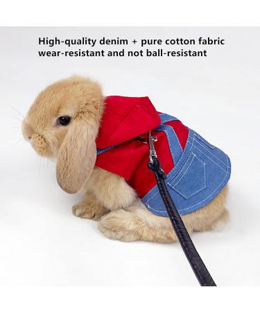 Adjustable Soft Rabbit Dishes & Leash Set for Small Pets | Perfect for Rabbits Cats & Guinea Pigs - Red (L) - Buy Online on GoSupps.com