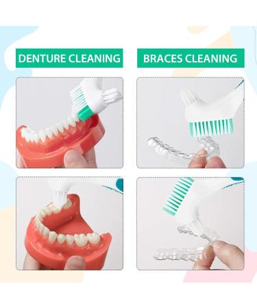 TYVOM 4PCS Denture Brush Set - Dual Head Premium Hygiene Toothbrushes for Cleaning Retainers and False Teeth - Buy Online on GoSupps.com