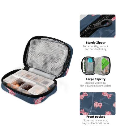 Shop Pfrewn 7 Day Pill Organizer Case - Octopus & Axolotls Travel Pill Box | Portable Vitamin & Medicine Holder - Buy Online on GoSupps.com