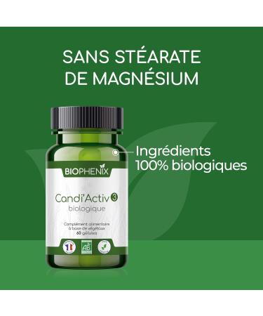 Bioph nix Candi'Activ 3 Organic 60 Capsules - 100% Natural Vegetable Based Food Supplement - Modules the Proliferation of Candida Albicans - Buy Online on GoSupps.com