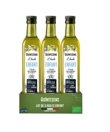 Lot 3 Huiles Enfant QUINTESENS 250ml - Apports en DHA Om ga 3 6 & 9 et Vitamine E pour un D veloppement Solide pour la Vie - Production 100% Fran aise & Biologique