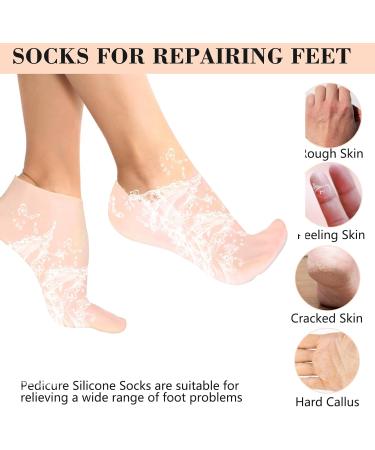 LINXINS 2 Pairs Pedicure Silicone Socks & Gloves Silicone Socks for Cracked Feet Women Foot SPA Pedicure Silicone Socks for Repairing Dry Feet Cracked Heels and Softening Rough Skin - Buy Online on GoSupps.com