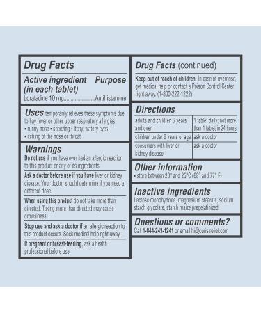 Curist Loratadine 10mg Bulk - 500 Count - All Day Non Drowsy Allergy Medicine - 24 Hour Antihistamine Tablets for Runny Nose Itchy Eyes & Sneezing - Indoor & Outdoor Allergy Medicine for Adults - Buy Online on GoSupps.com