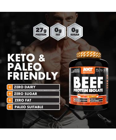 NXT Nutrition Beef Protein Isolate Powder - Protein Powder High in Natural Amino Acids - Paleo Keto Friendly - Dairy and Gluten Free - Muscle Recovery | 1.8kg (Orange) - Buy Online on GoSupps.com