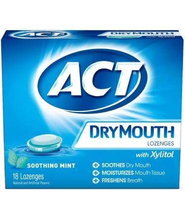 ACT Dry Mouth Soothing Mint Lozenges 18 ea ( Pack of 4)