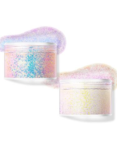 Lophe Body Glitter Gel - 2pcs Non-Toxic Glitter for Face Hair Nails | Safe Mermaid Sequences for Halloween - White/Purple - Buy Online on GoSupps.com