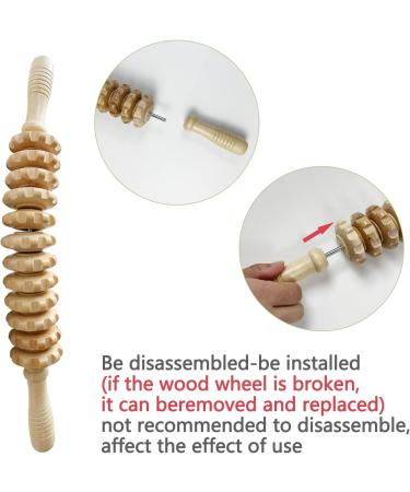 Natural Wood Massage Roller with Handle - 44cm Deep Tissue & Cellulite Relief for Neck Legs Back & Body | 12 Rotatable Design - Buy Online on GoSupps.com