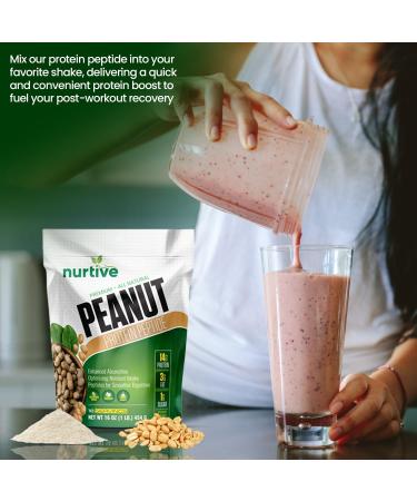 Peanut Protein Peptide Powder - Plant-Based Nutritional Source for Athletes - 18 Servings (454g) - Enhanced Solubility & Fiber Rich - Buy Online on GoSupps.com