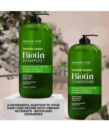Majestic Pure Biotin Shampoo & Conditioner Set - Hair Growth, Thickening, and Repair - Sulfate-Free - 16 fl oz Each - For Men & Women - Buy Online on GoSupps.com