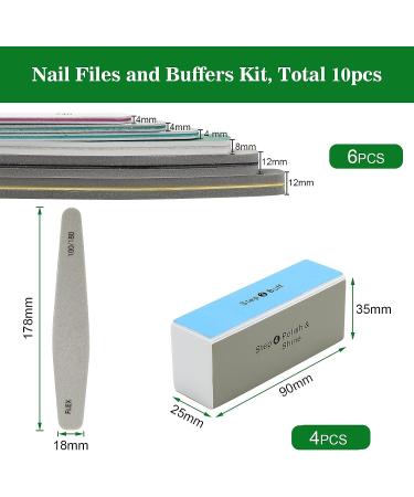 Ahier Professional Nail Files and Buffer Kit - 10 PCS, Rectangular Art Care Buffer Blocks & Double-sided Nail File Blocks for Salon Nail Art - Ten Colors - Buy Online on GoSupps.com