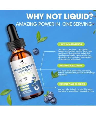 MABEFY Triple Complex Magnesium Supplement | 500mg Glycinate  Taurate & Malate | High Absorption Liquid Drops for Heart  Muscle & Sleep | 2 Fl.Oz - Buy Online on GoSupps.com