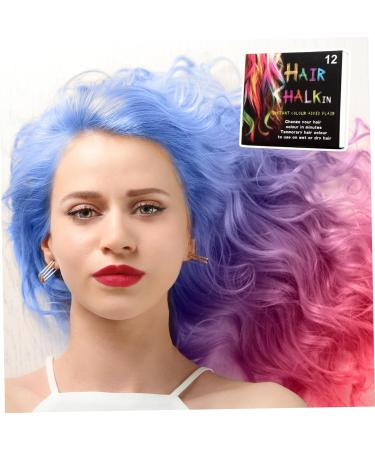 Hair Chalk Hair Chalk 12 Colors Temporary Hair Dye Safe Hair Chalk for Kids Washable Temporary Hair Colour Pen Colorful Gifts Great Toy for Kids & Adults Halloween - Buy Online on GoSupps.com
