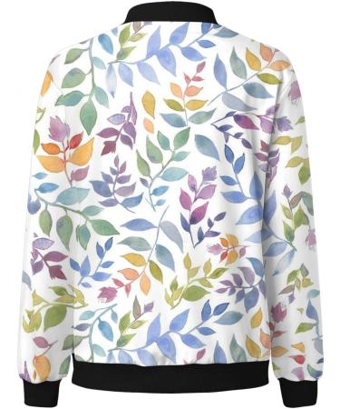 Women's Light Bomber Jacket with Flower Pattern - Casual Aviator Zip Summer Outwear in Green XL - Buy Online on GoSupps.com