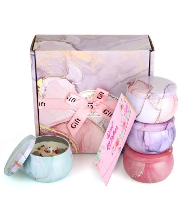 Edimens fragrance candles gift set 4 pieces of aromatherapy candles set for women large soy wax candles gift 4.4oz portable travel candles for Mother's Day Christmas birthday Valentine's Day bathroom yoga vanilla lavender gardenie rose